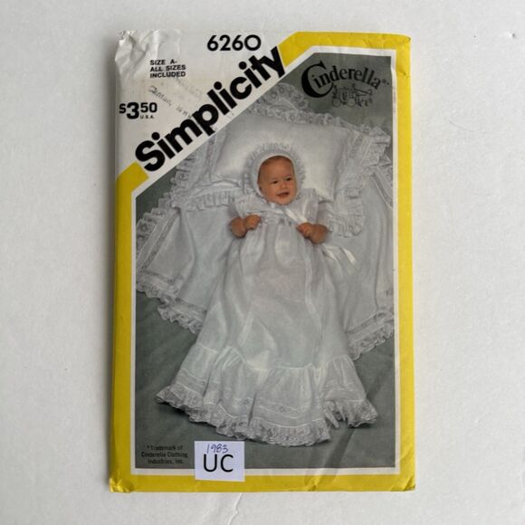 Vtg Simplicity 6260 Cinderella Christening Gown Sewing Pattern Baptism Gown UC - Picture 1 of 4